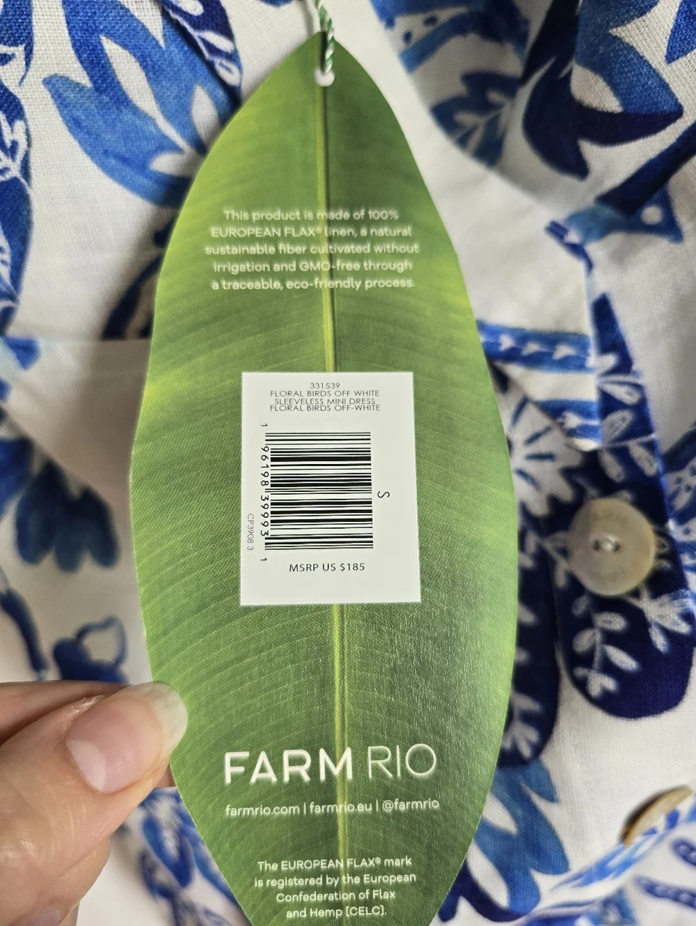 FARM RIO ACTIVE Off-White Fora Birds Eurofax Mini Dress. - Picture 10 of 10